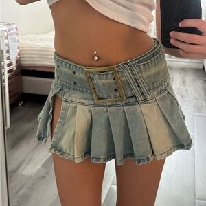 NWT Lioness Denim Mini Skirt with Belt
